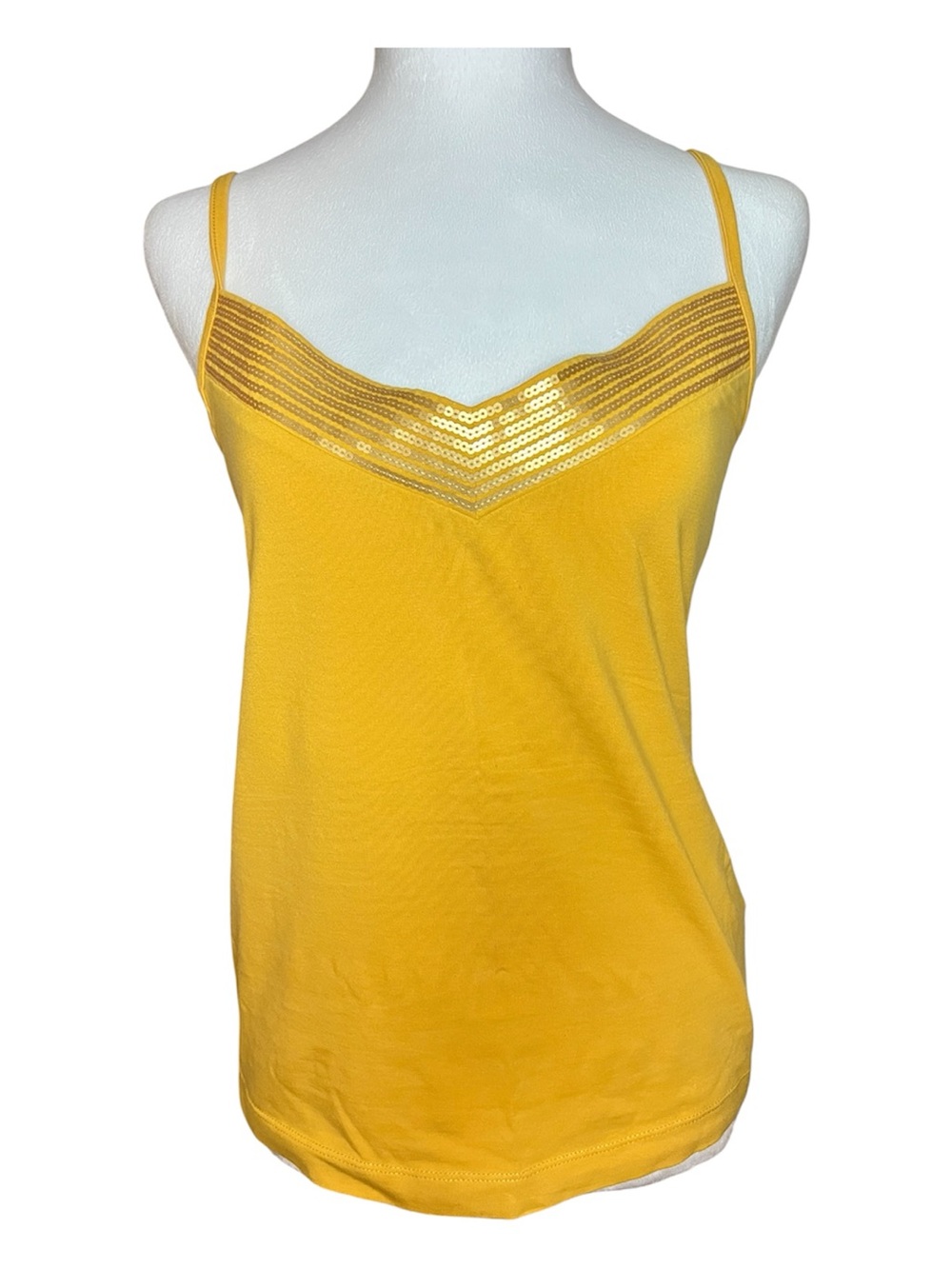 Vintage Sears Jessica Yellow V-Neck Sequin Camisole Tank